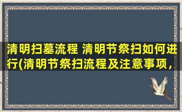 清明扫墓流程 清明节祭扫如何进行(清明节祭扫流程及注意事项，让我们一起缅怀先人)